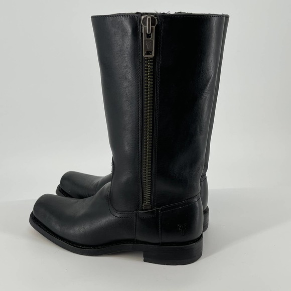 Frye Heath Outside Zip Black Boots B - Picture 8 of 12